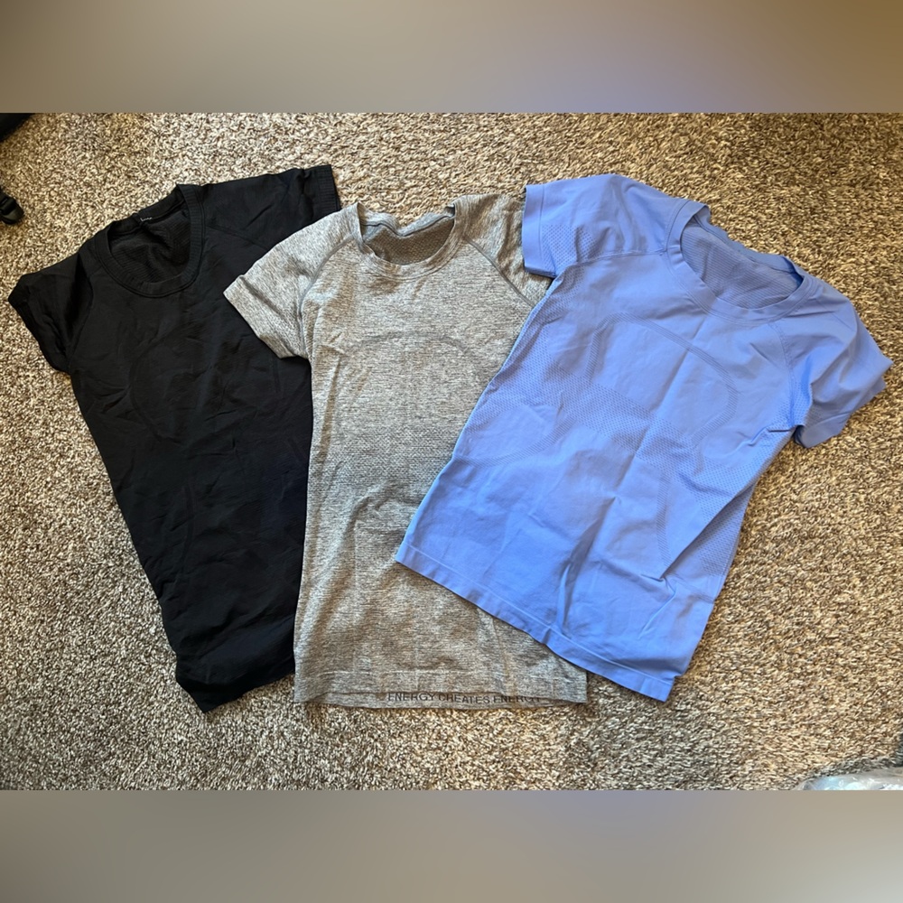 Lululemon short sleeve tops (3 pc bundle)

Black
Grey
Light blue